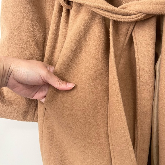 Brave Soul Long Hooded Wrap Coat Camel Size Small - Picture 9 of 11